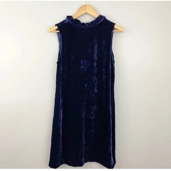 Boden blue velvet dress with tie neck size 6 - Picture 2 of 14